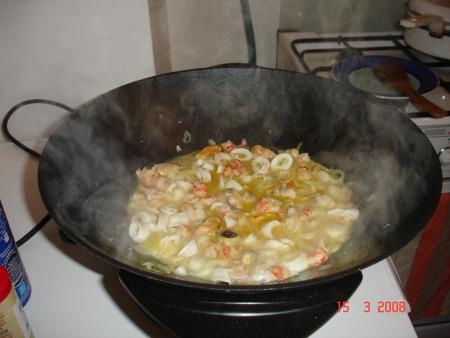 Les nouilles chinoises au fruit de mer